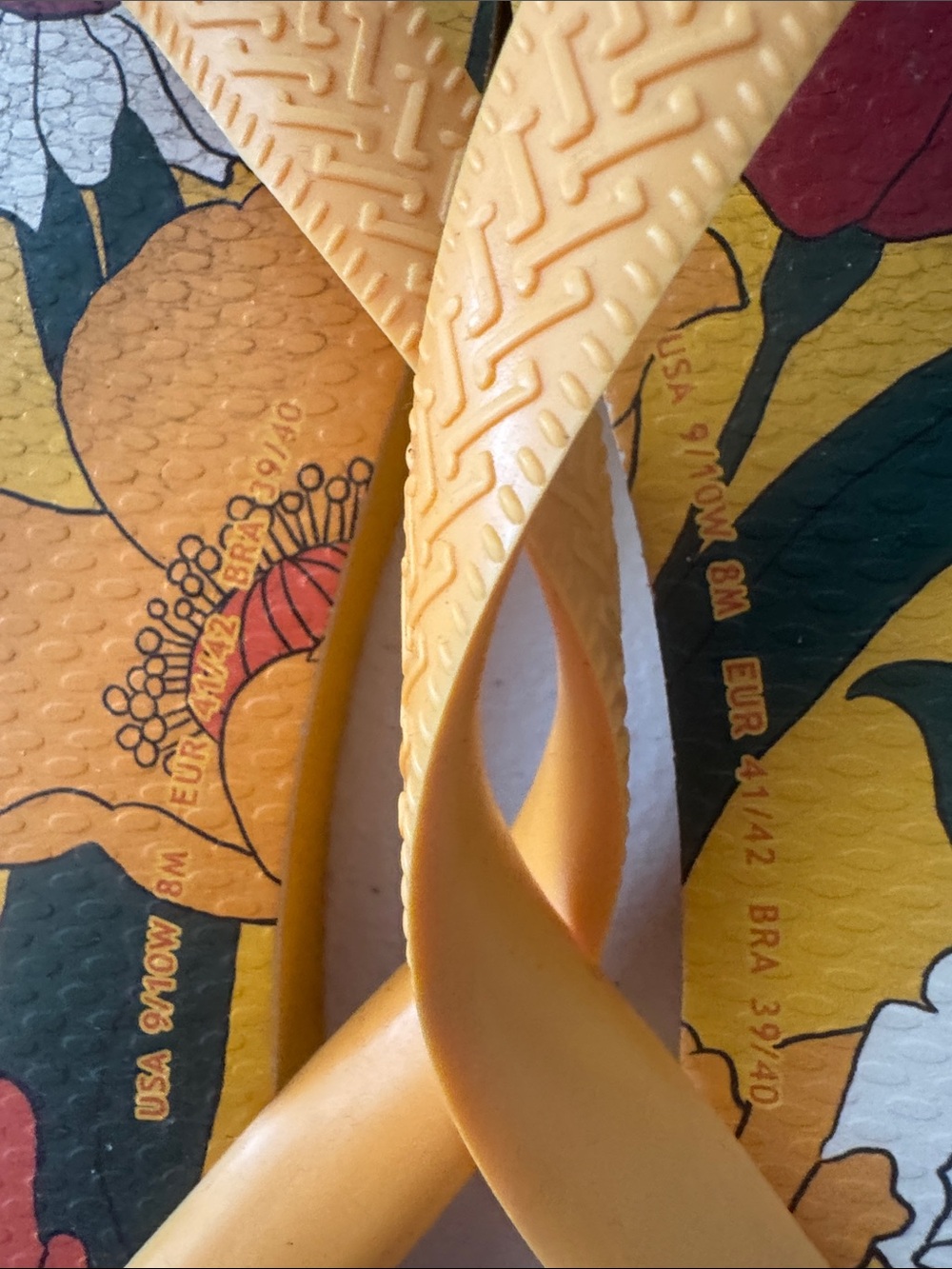 Farm Rio Anthropologie Havaianas Floral Flip Flops - Yellow & Orange Straps - Picture 3 of 3